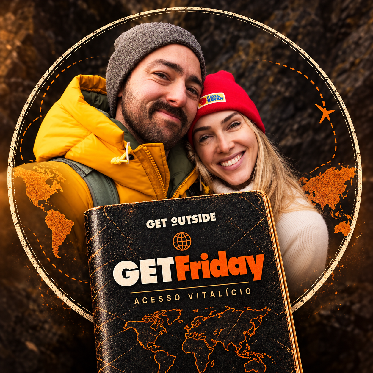 Ale e Duda com o passaporte GETFriday